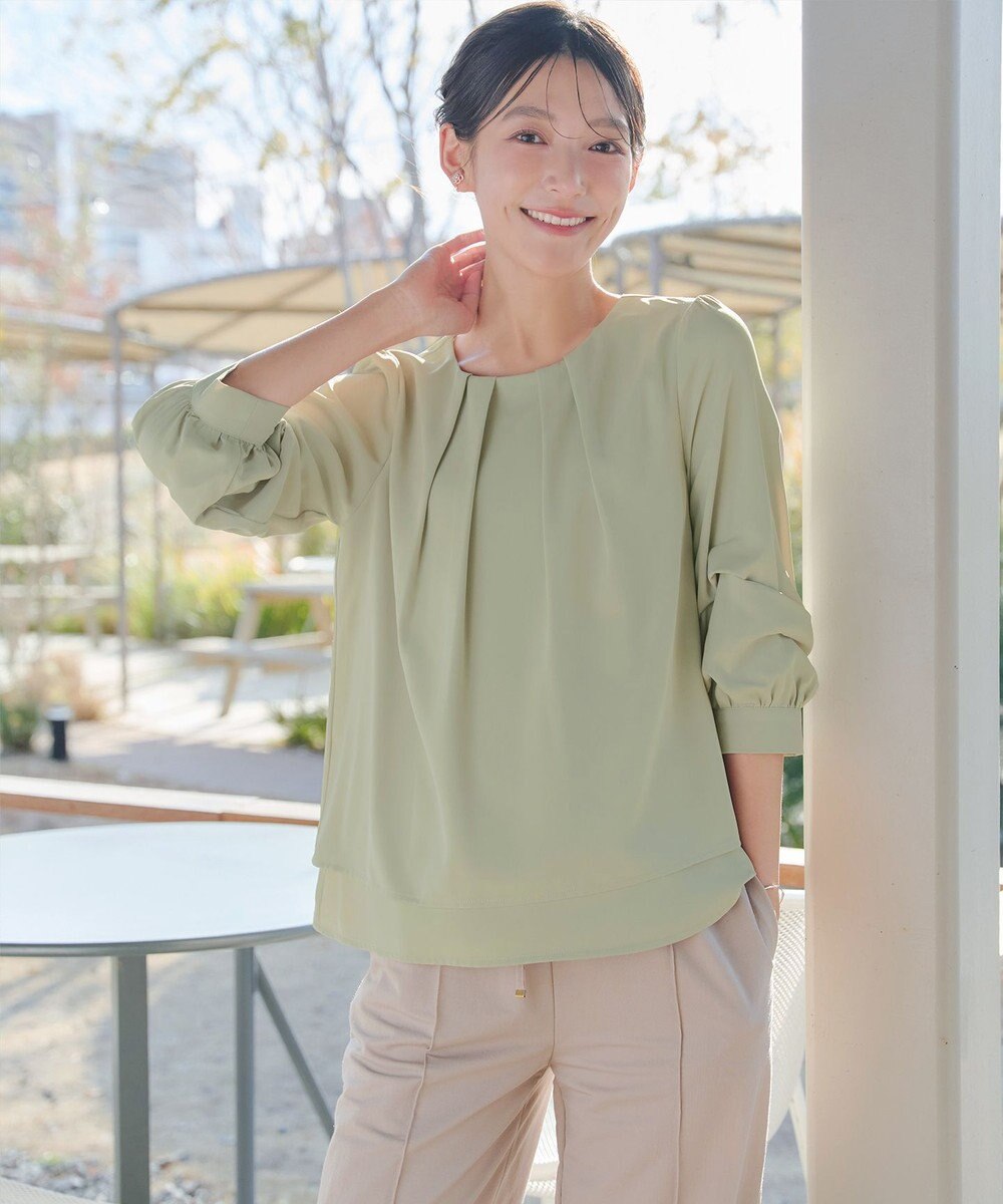 Tiaclasse つまみタック袖レイヤードブラウス 
