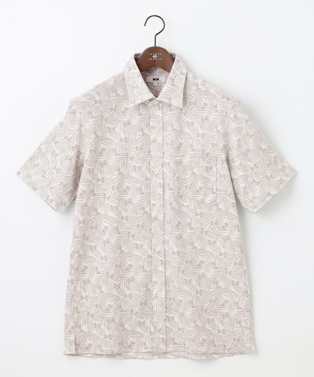 JOSEPH ABBOUD 【リネン素材/清涼感/吸水速乾】リネンハニカムプリント 半袖 シャツ 