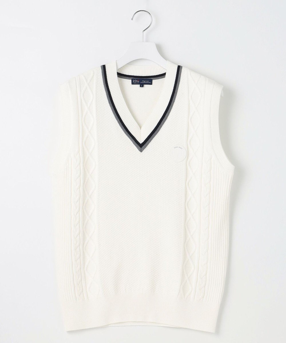 23区GOLF 【MEN】【洗える】ケーブル柄 ニットベスト 