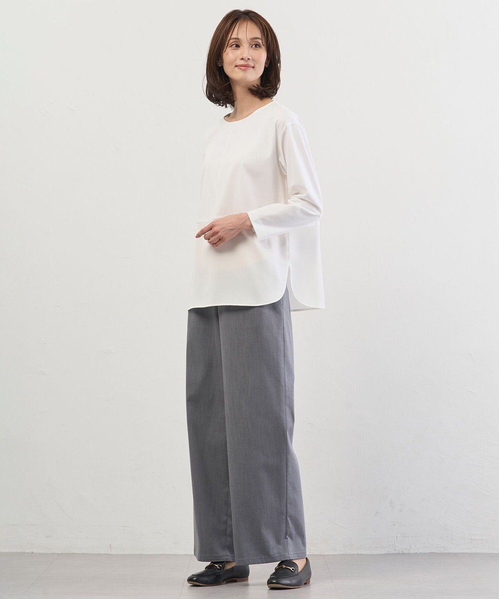 J.PRESS LADIES L セルロースシャンブレー セミワイド パンツ 