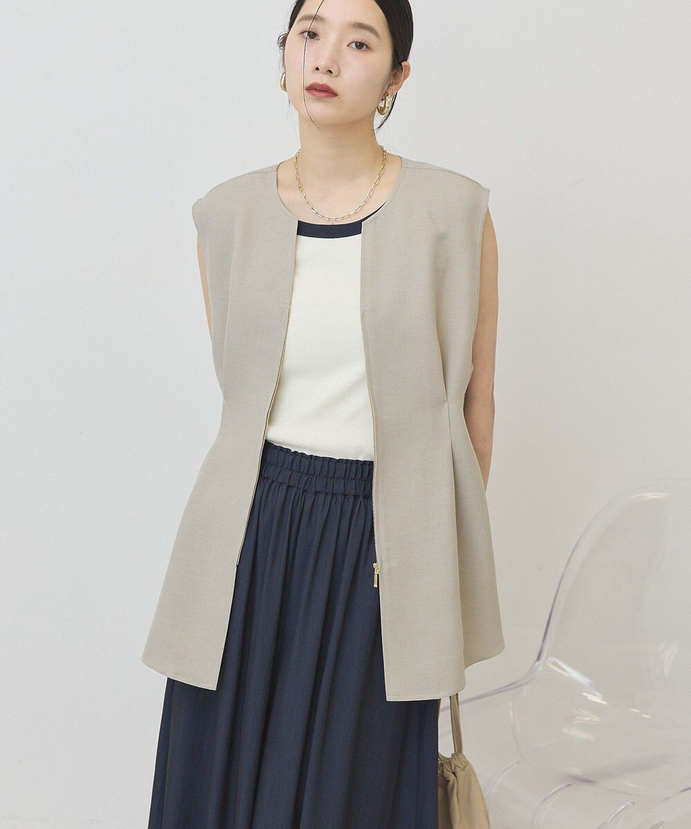 AMERICAN HOLIC 【イージーケア】リネンライクペプラムベスト 