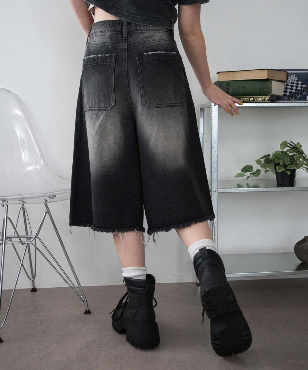 WEGO 【SMサイズ展開】ヴィンテージウォッシュダメージバギーハーフパンツ 