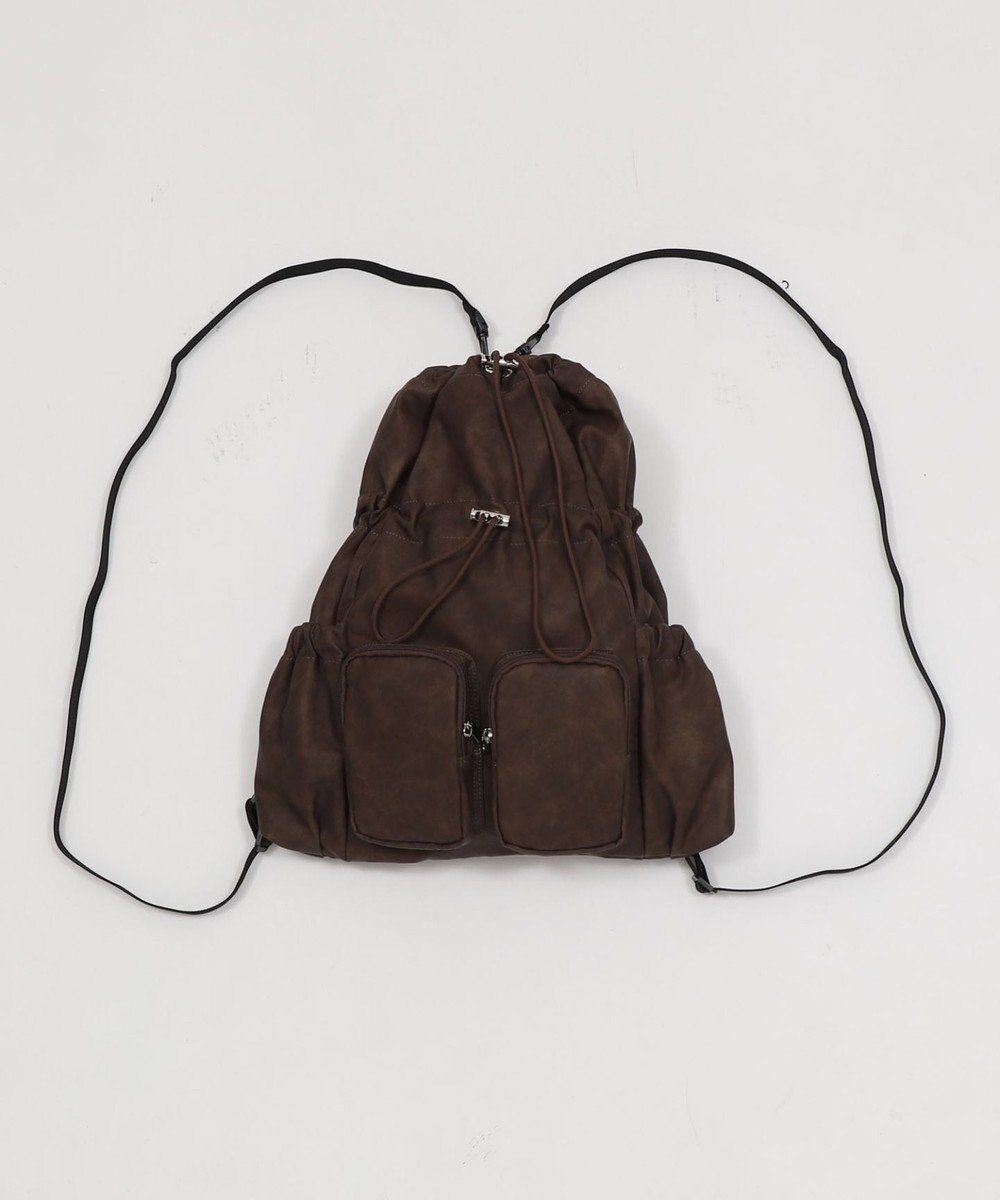 WEGO 【ユニセックス着用ITEM】2ポケットPUドロストナップサック 