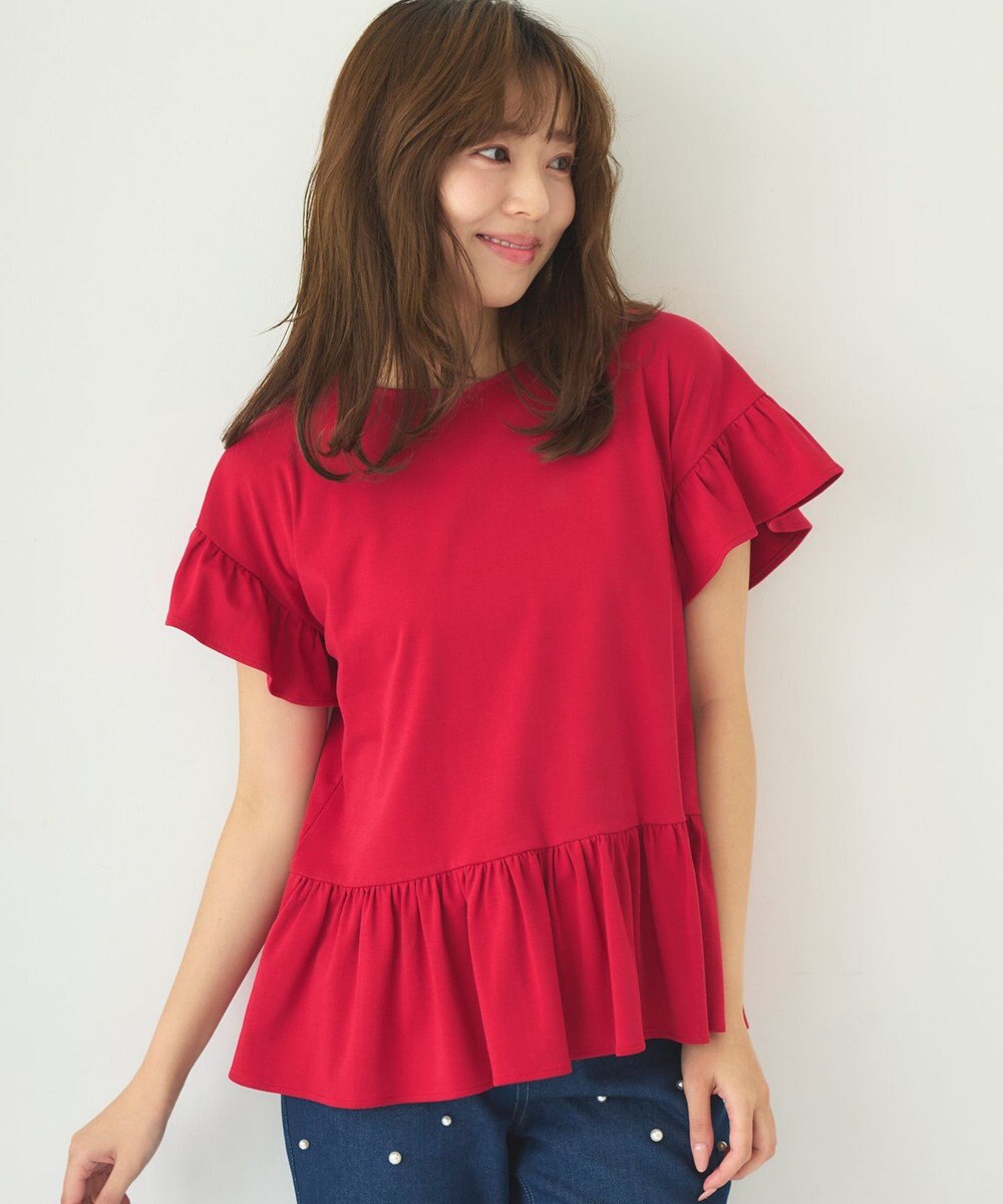 Feroux 【UVケア】フリルスリーブペプラム カットソー 