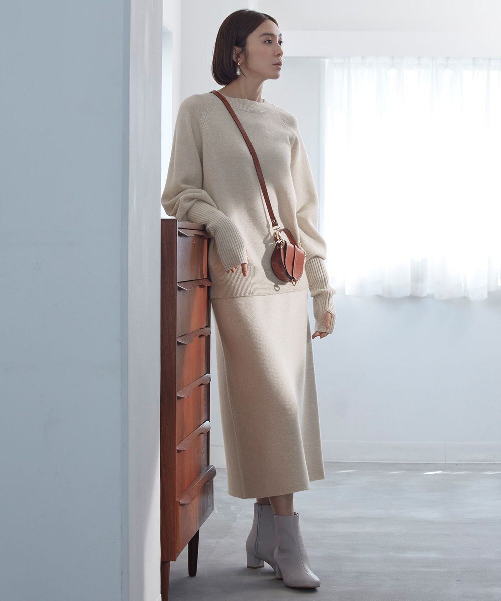 自由区 L 【洗える】ウールカシミヤブレンド ボートネックプルオーバー 