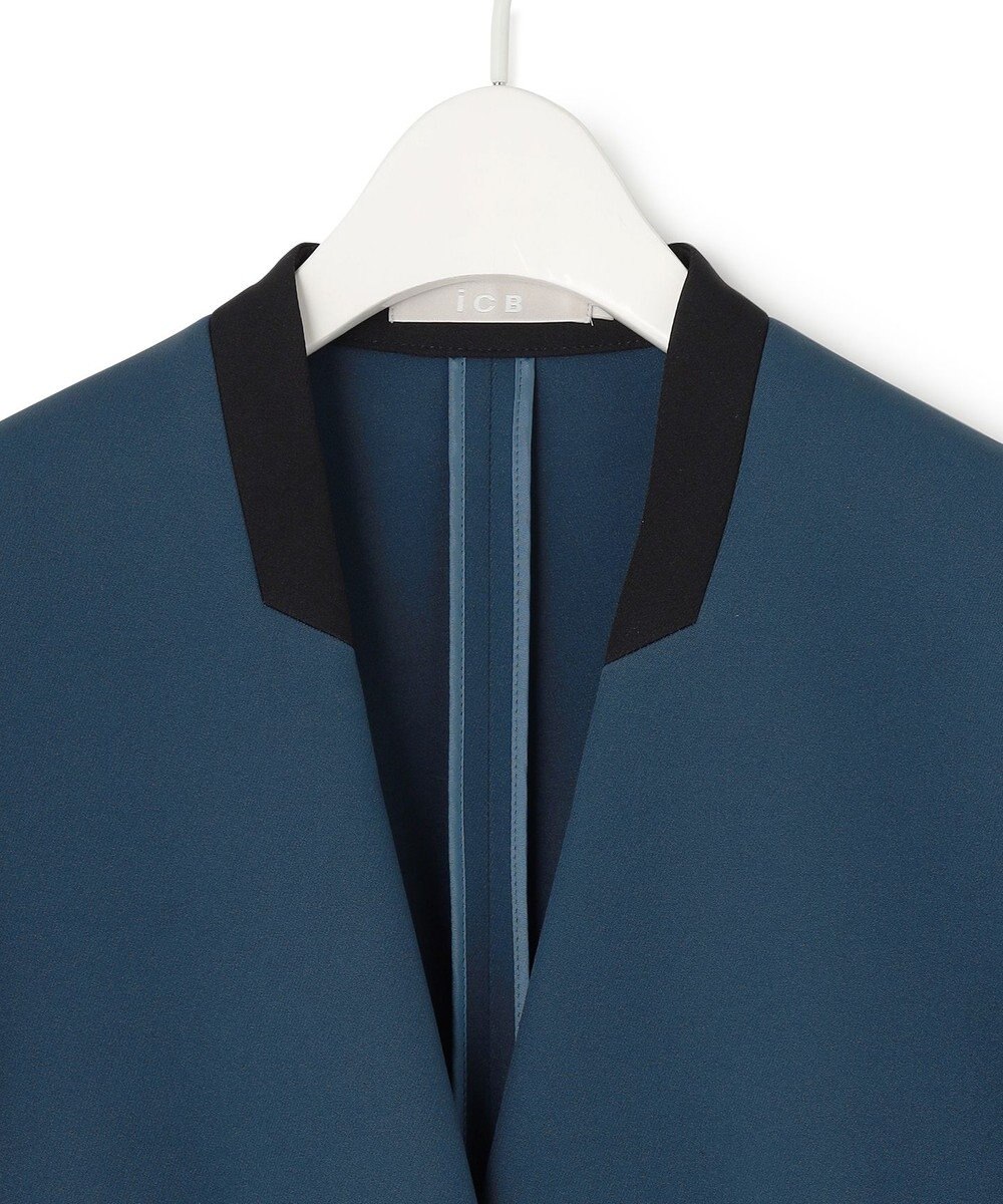 ICB 【洗える】トリプルクロスツイル ノーカラージャケット 
