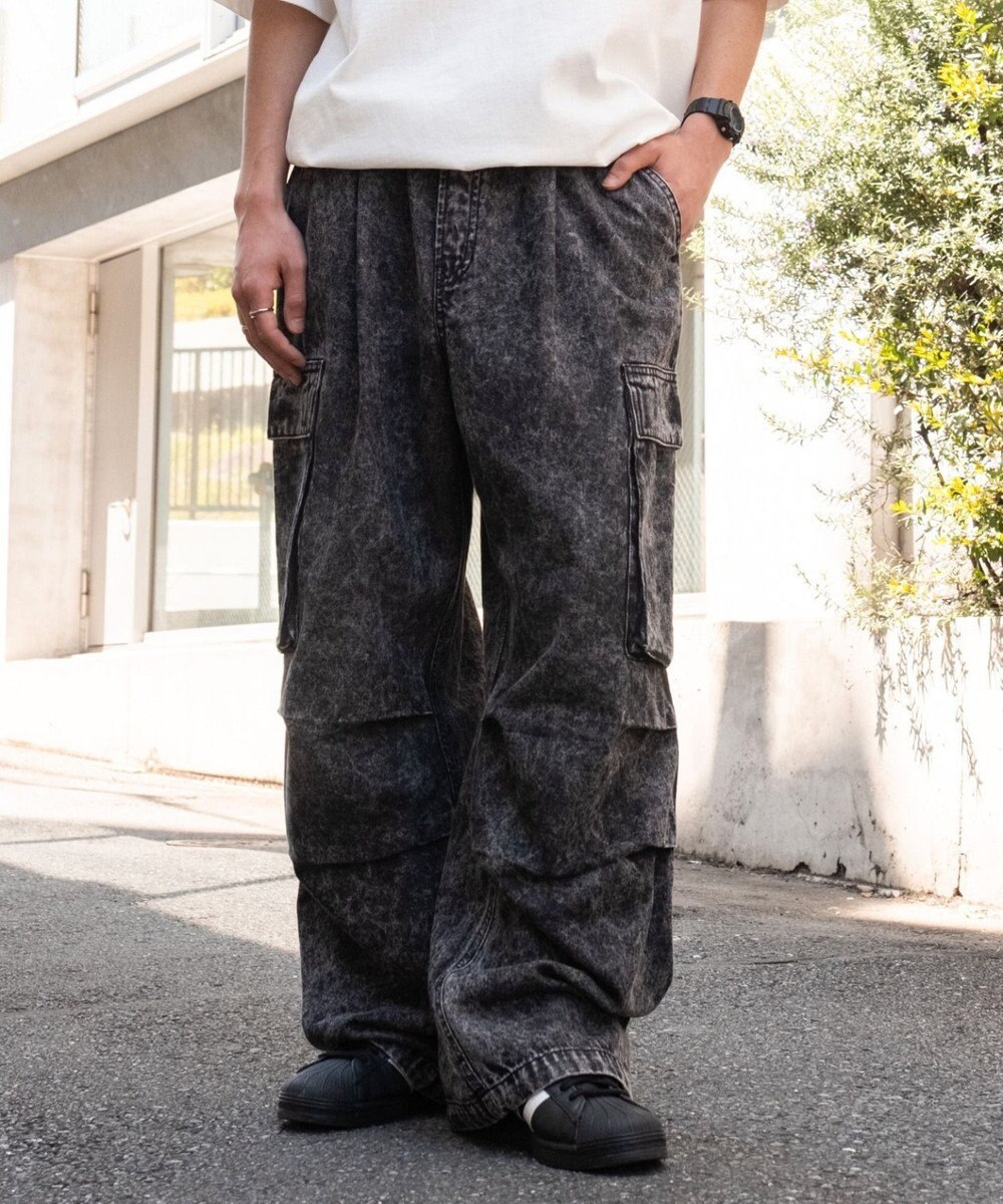 WEGO 【ユニセックス着用ITEM】デニムイージーカーゴパンツ 