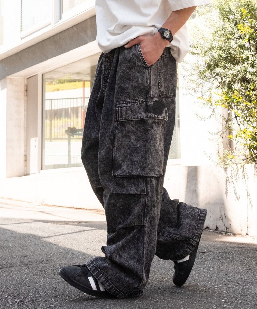 WEGO 【ユニセックス着用ITEM】デニムイージーカーゴパンツ 