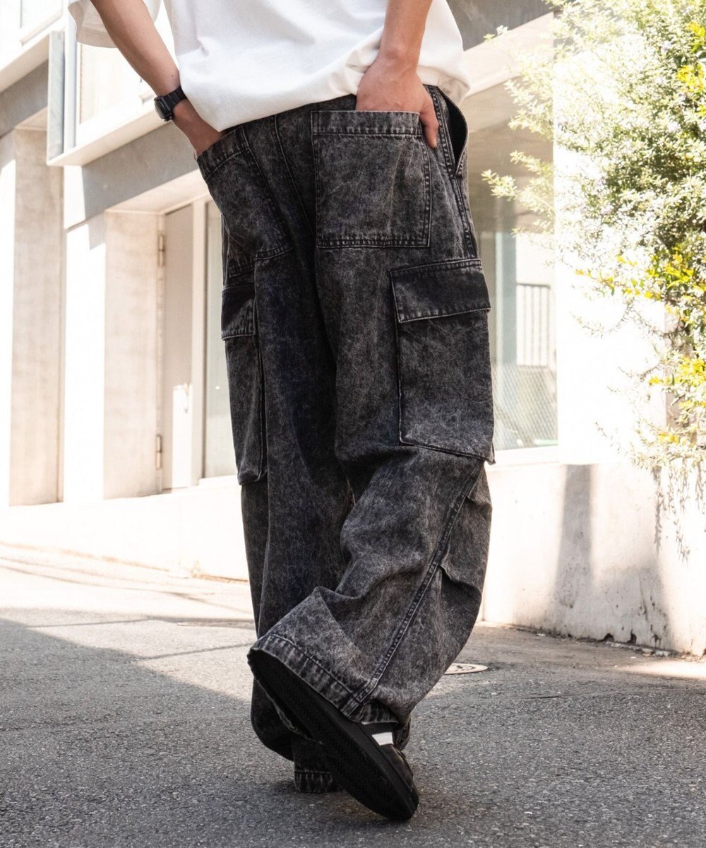 WEGO 【ユニセックス着用ITEM】デニムイージーカーゴパンツ 