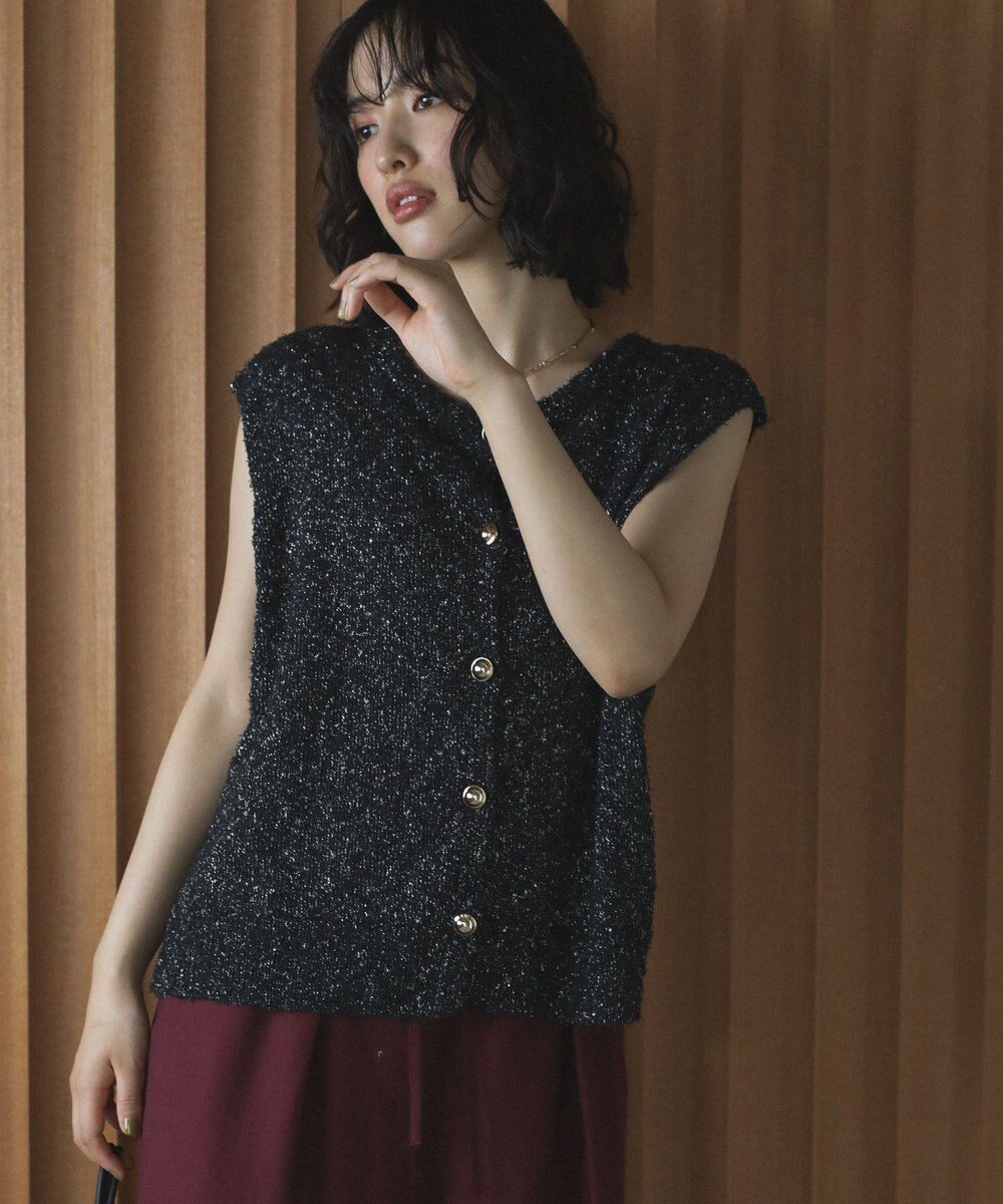 Green Parks ツィード風金釦ニットベスト 