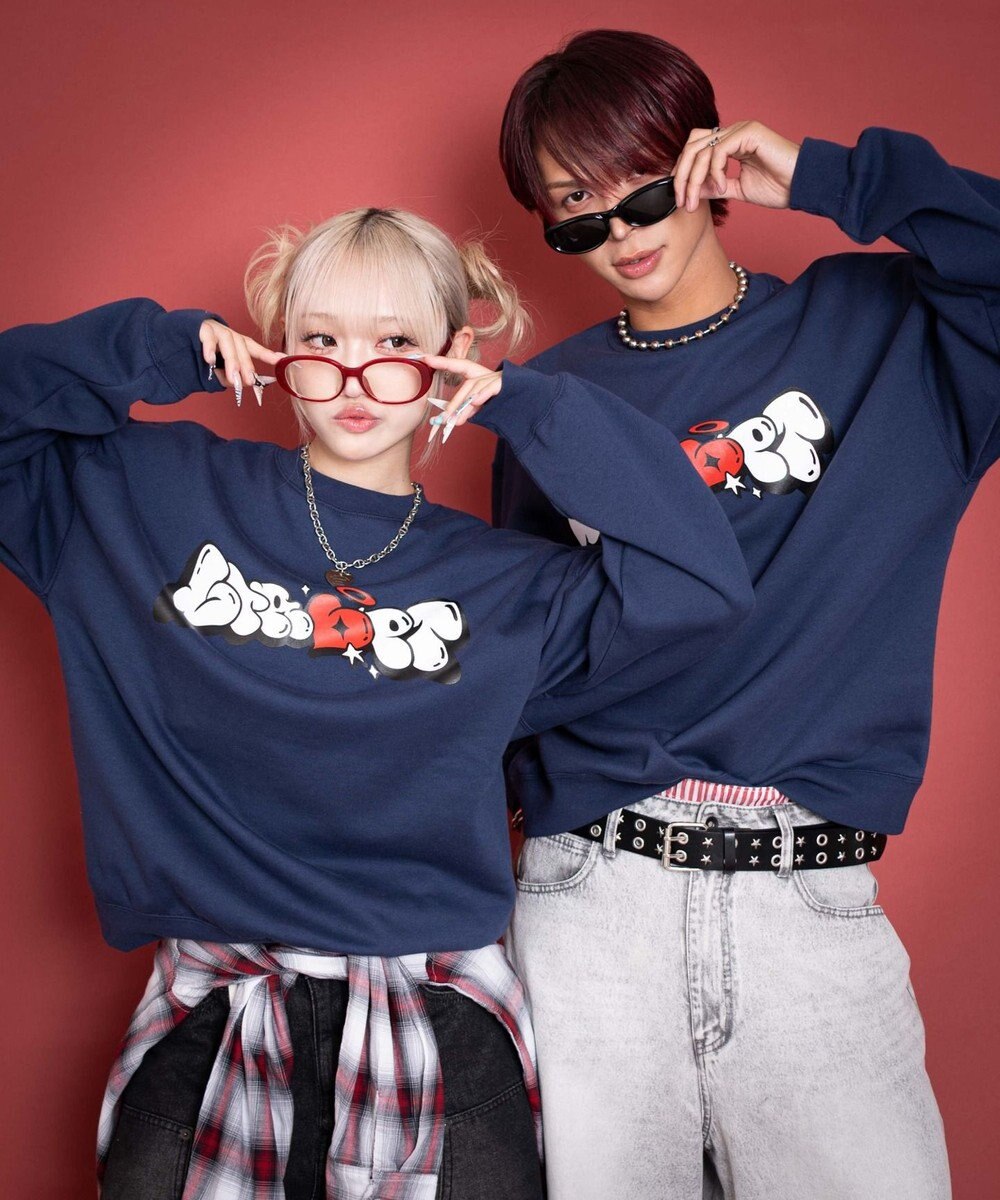 WEGO 【ユニセックス着用ITEM/MLサイズ展開】ハートモチーフプルオーバー 