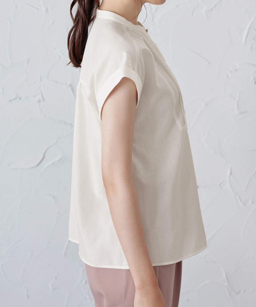 Tiaclasse 【洗える】フレンチスリーブピンタックブラウス 