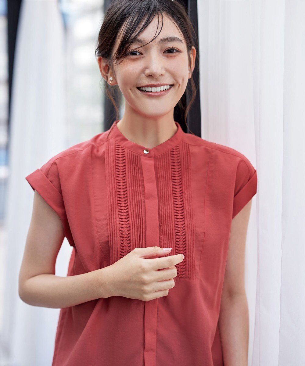 Tiaclasse 【洗える】フレンチスリーブピンタックブラウス 