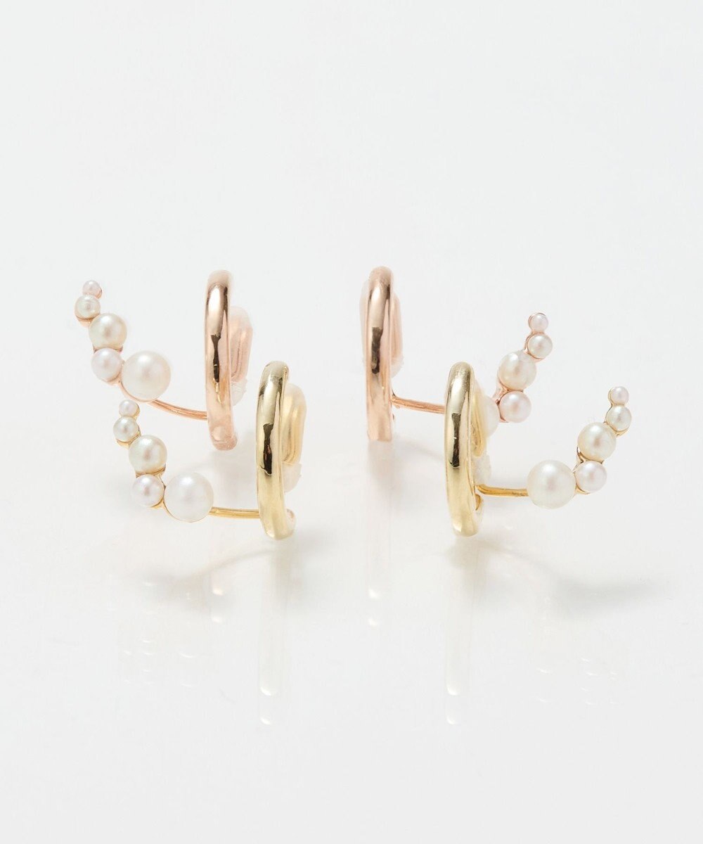 Phoebe 【痛くないシリーズ】ミルキーウェイパールフロートライトフィットイヤリング　シャンパンゴールド 