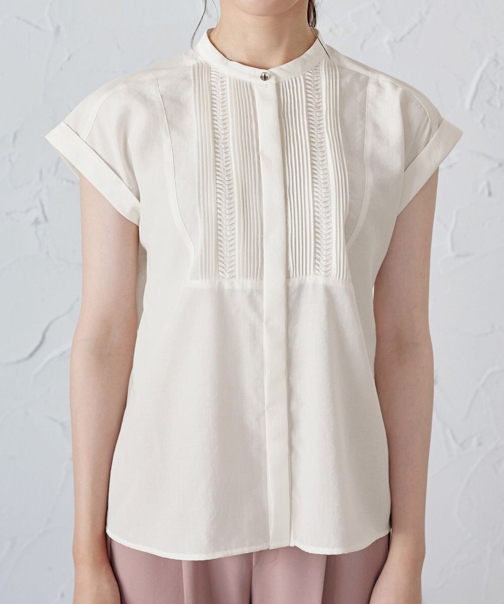 Tiaclasse 【洗える】フレンチスリーブピンタックブラウス 