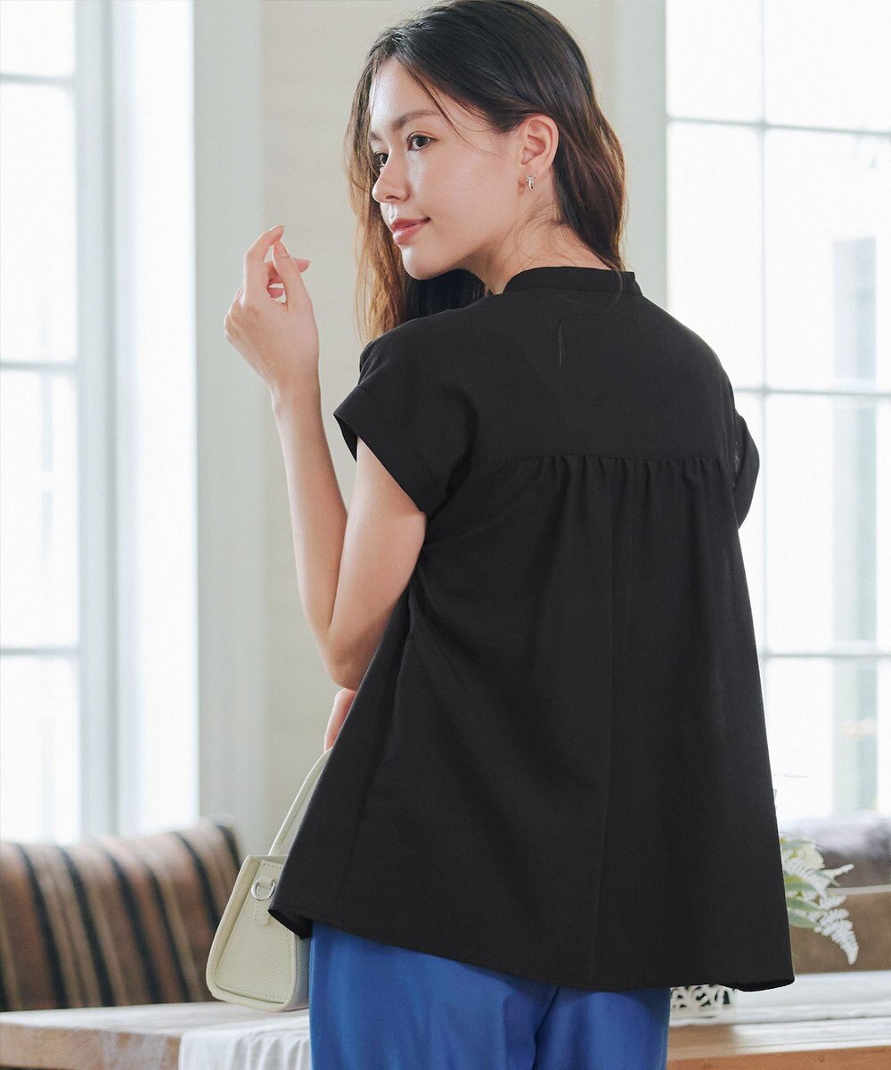 Tiaclasse 【洗える】フレンチスリーブピンタックブラウス 