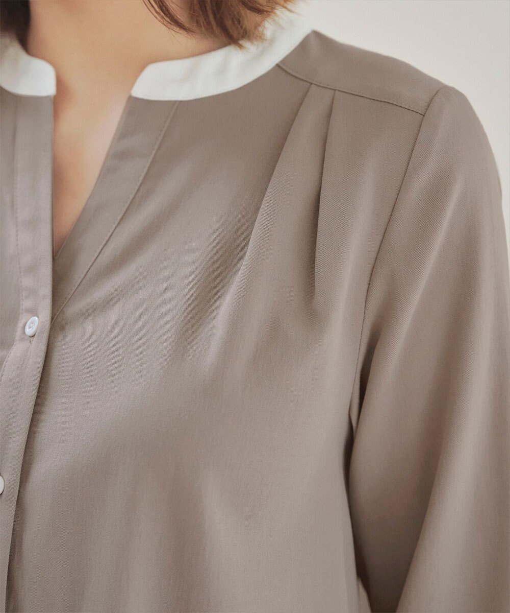 Tiaclasse 【洗える】クレリックシャツチュニックブラウス 