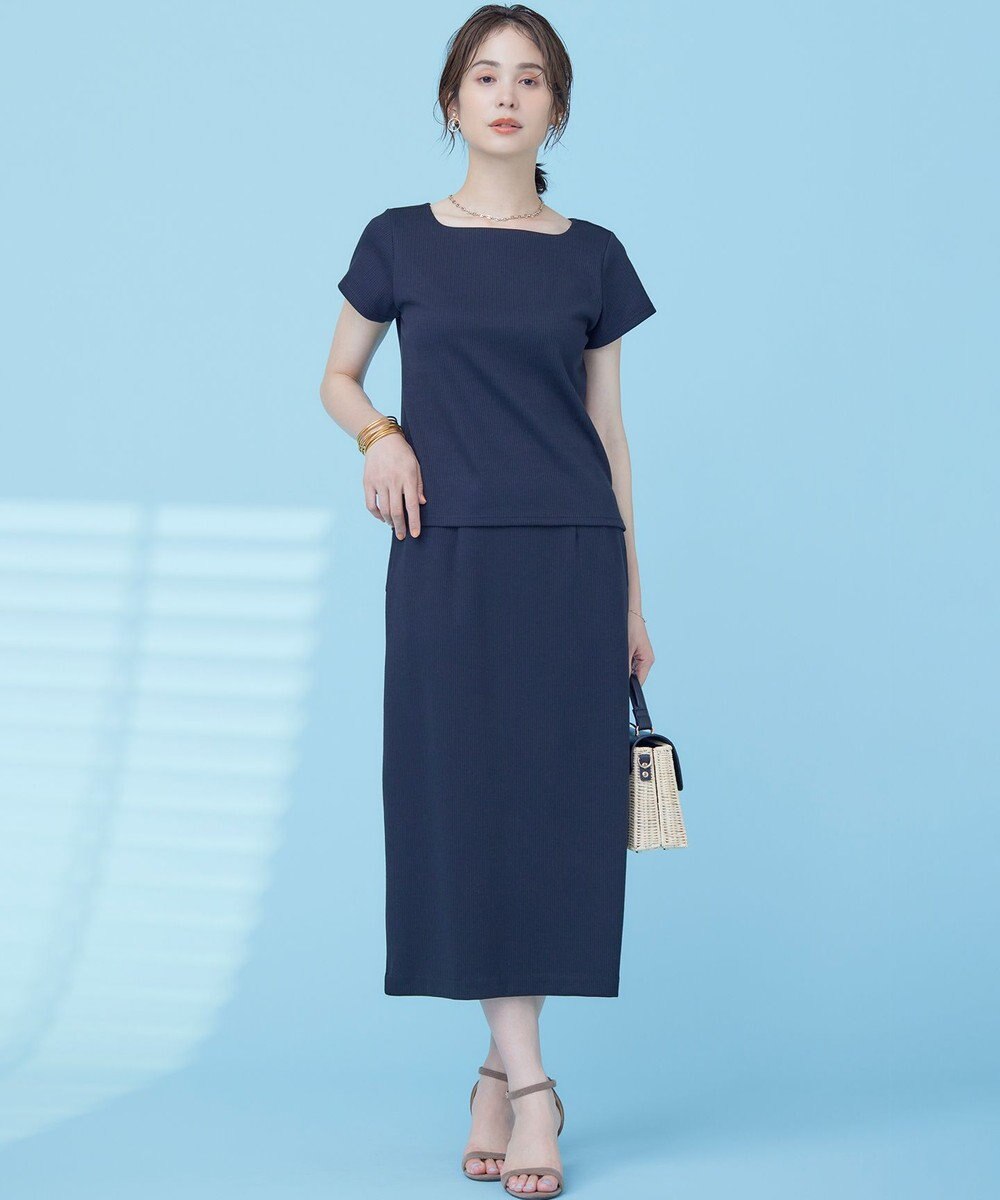 組曲 S 【WEB限定】ストライプジャガード タイトスカート 