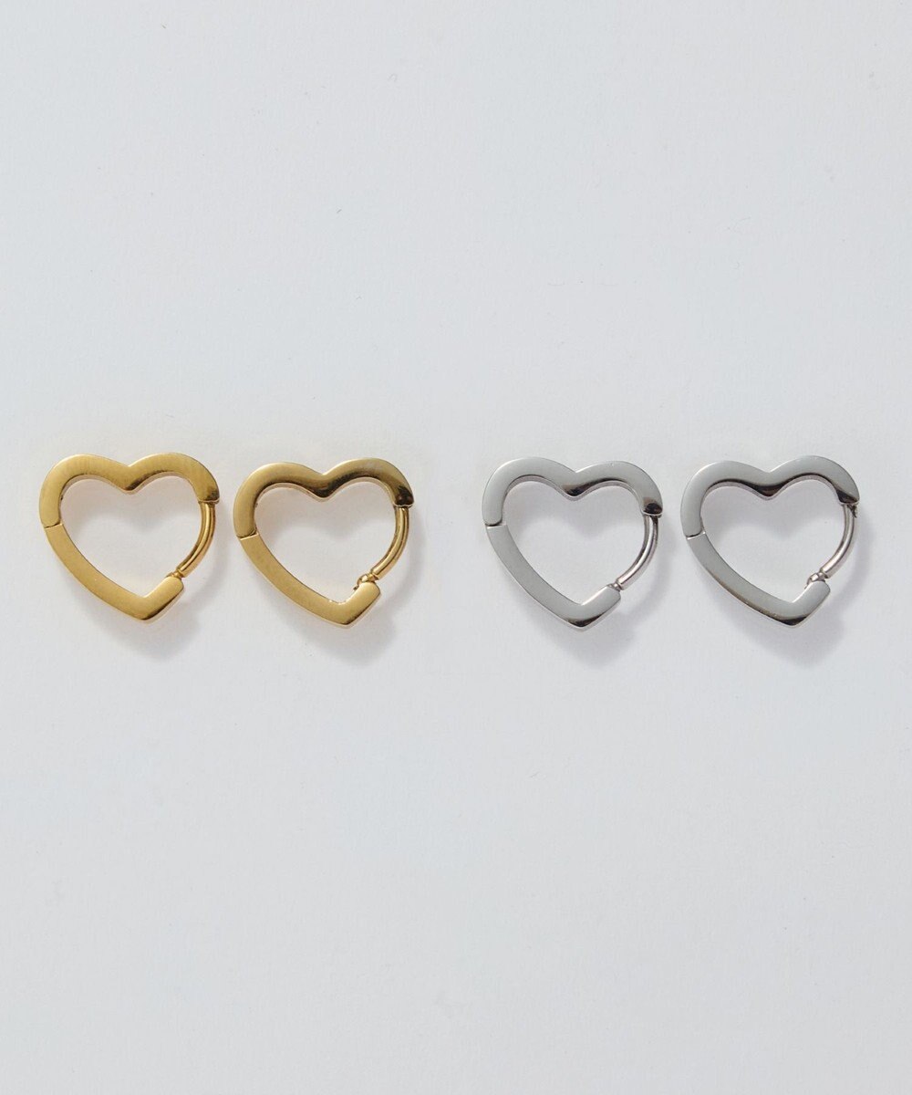 Phoebe 【金属アレルギー対応】ハートフープワンタッチピアス　ゴールド/サージカルステンレス 