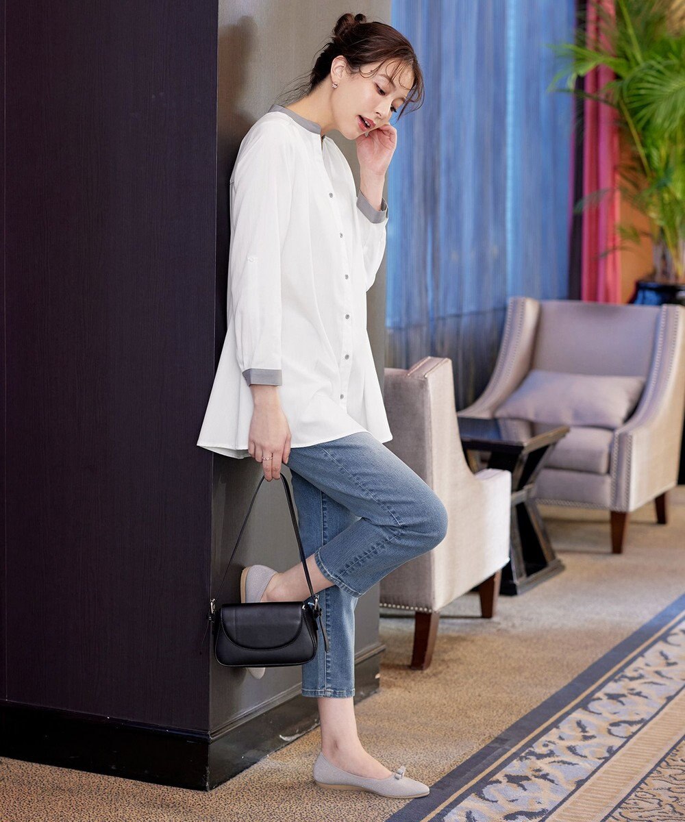 Tiaclasse 【洗える】クレリックシャツチュニックブラウス 