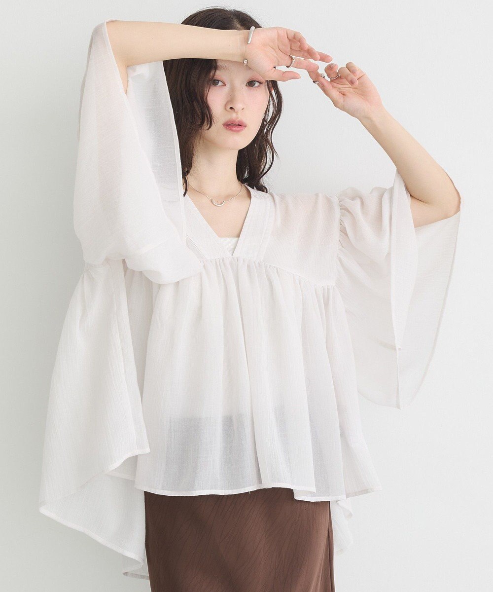 earth music&ecology Ｖネックギャザーブラウス 