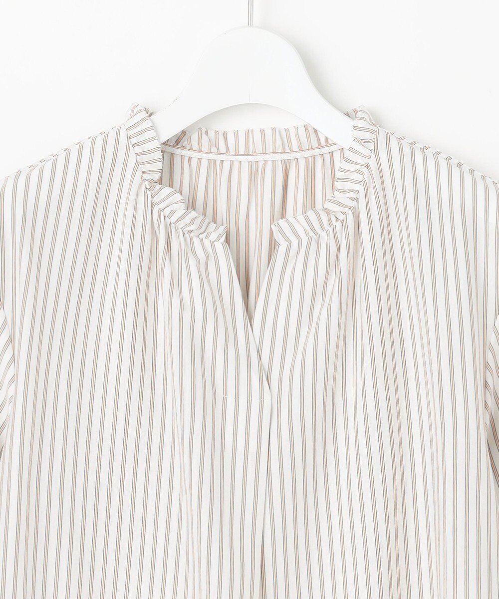 J.PRESS LADIES L ストライプジャージー フリル襟 カットソー 