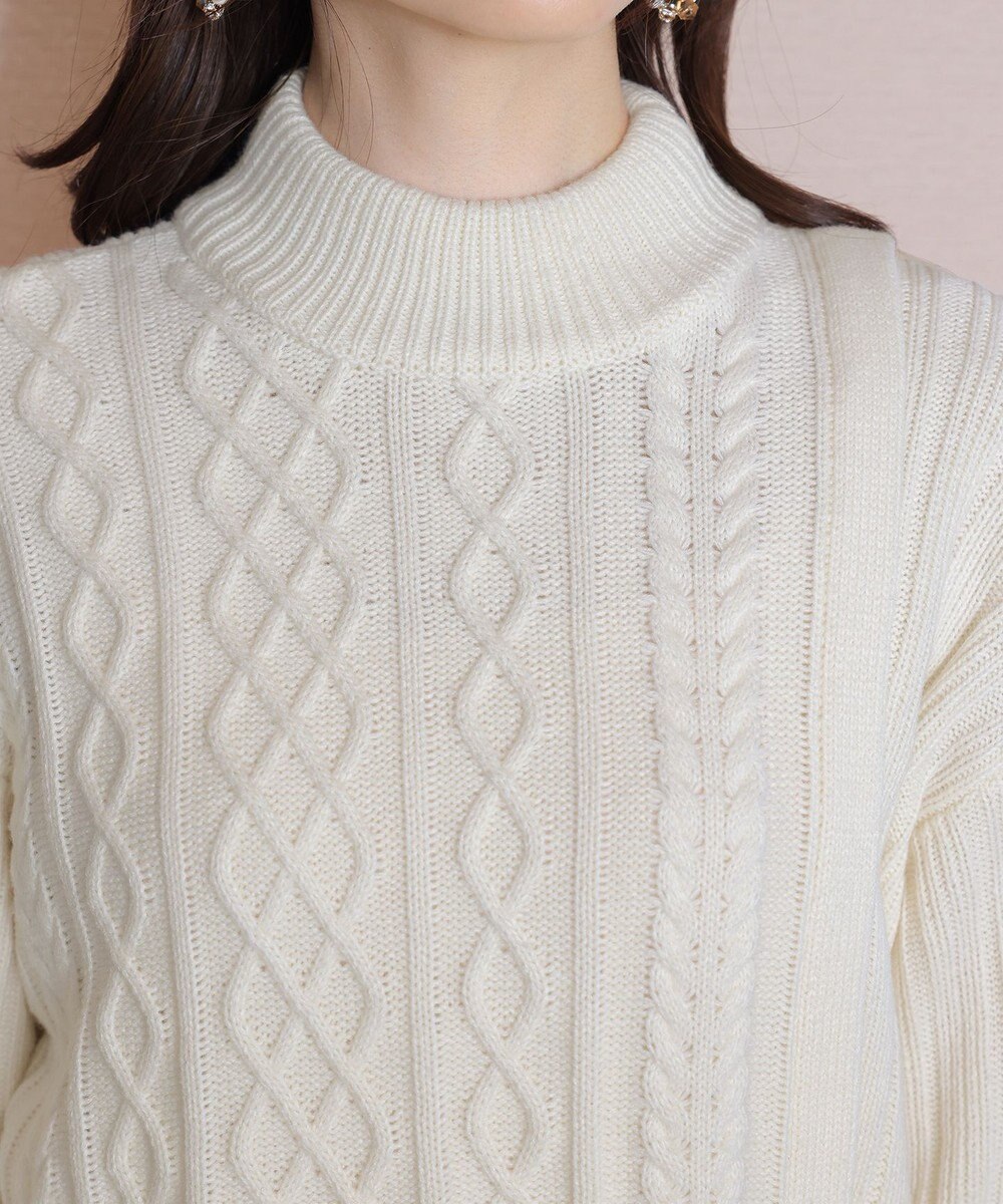 Tiaclasse アラン柄ニットチュニックワンピース 