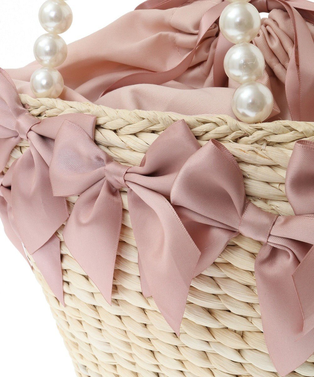 Maison de FLEUR パールハンドルメイズリボンカゴバッグ 