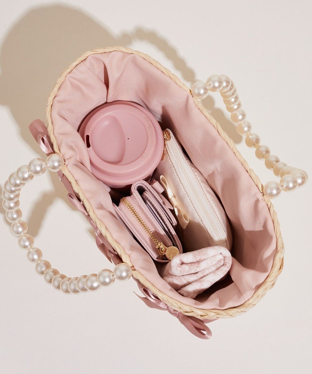 Maison de FLEUR パールハンドルメイズリボンカゴバッグ 
