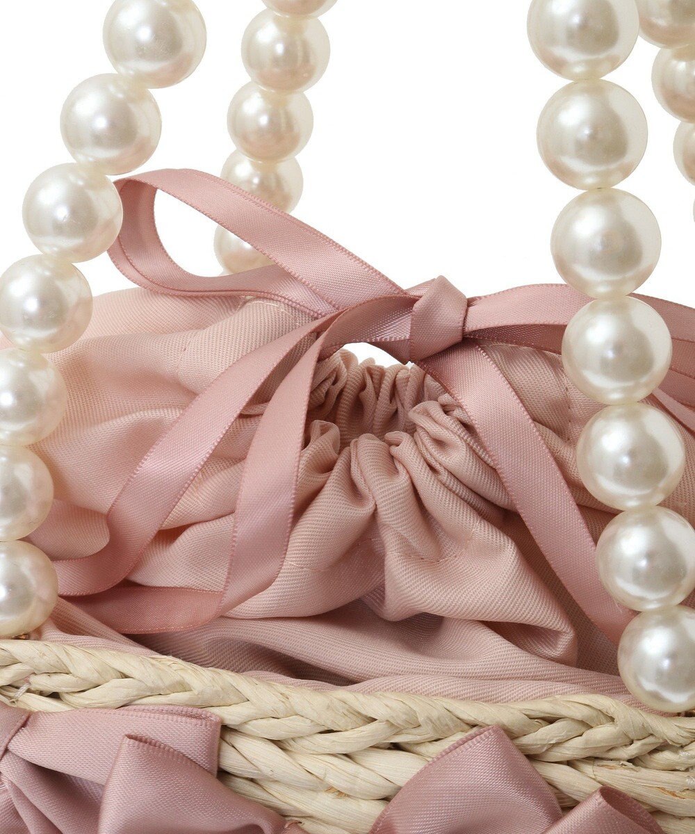 Maison de FLEUR パールハンドルメイズリボンカゴバッグ 