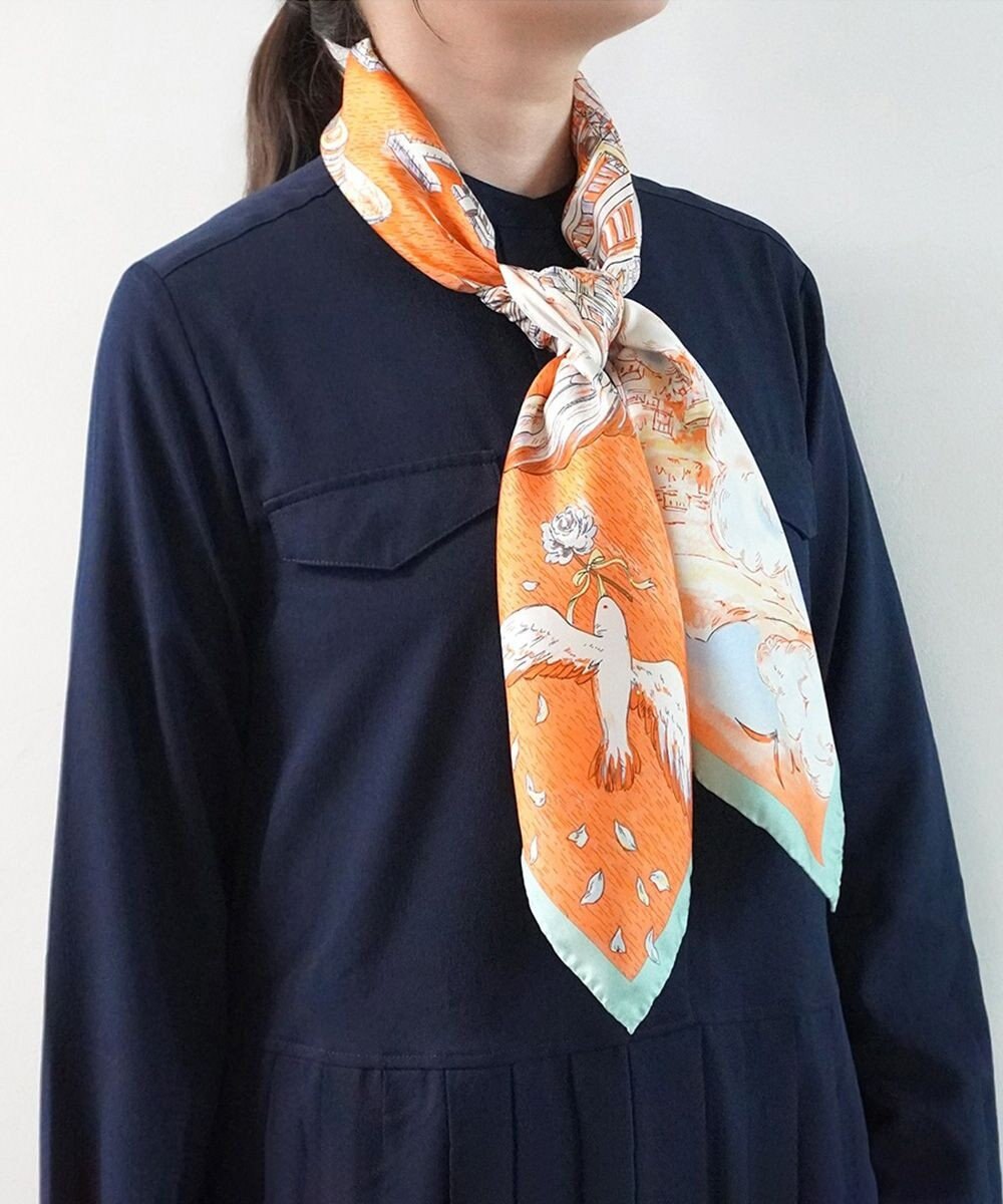 Marca 【伝統横濱スカーフ】YOKOHAMA MINATOMIRAI  大判 シルクツイル スカーフ 