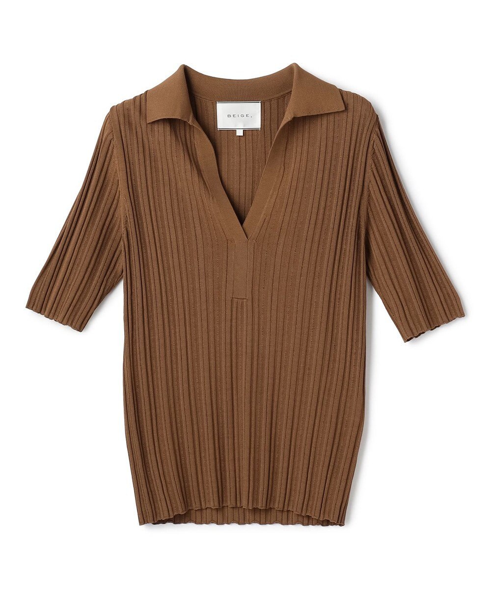 BEIGE， LABRADO / ランダムリブ スキッパーニット 