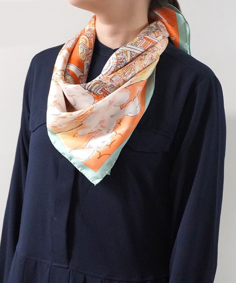 Marca 【伝統横濱スカーフ】YOKOHAMA MINATOMIRAI  大判 シルクツイル スカーフ 