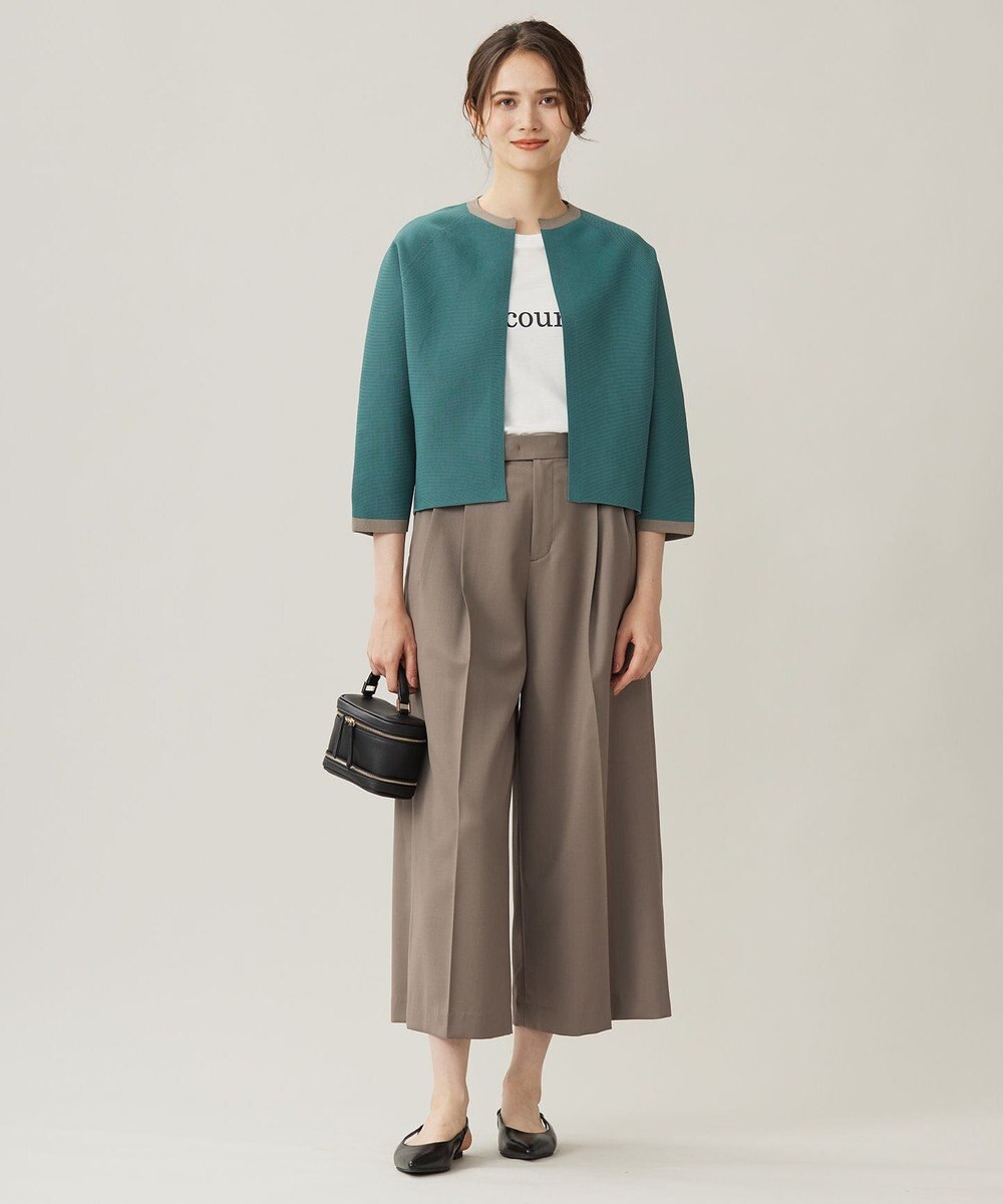 自由区 L 【洗える】ポリエステルホールガーメントボレロ ニット 