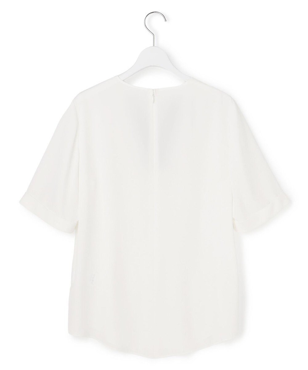 ICB 【先行予約】BackSatinAmunzen 5分袖Vネック配色ブラウス 