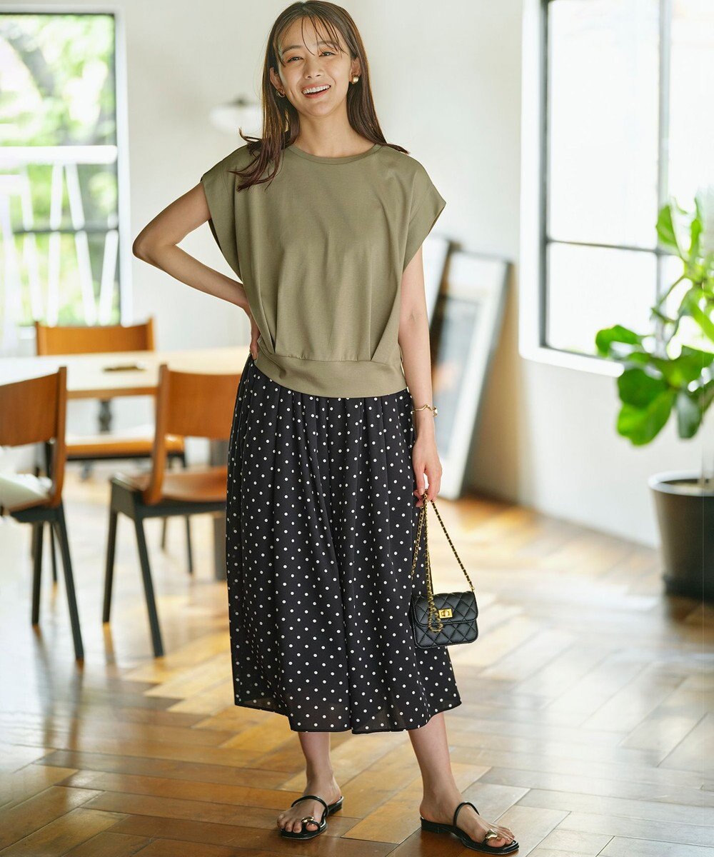 組曲 L 【WEB限定】ドットプリントデシン フリルパンツ 