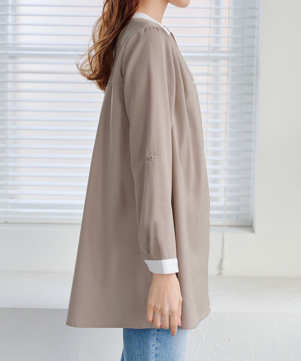 Tiaclasse 【洗える】クレリックシャツチュニックブラウス 