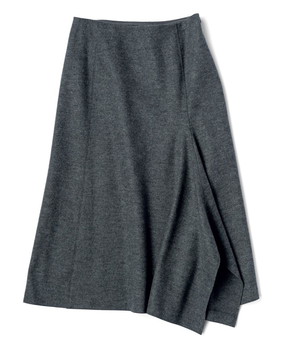 23区 S ウール圧縮スムース アシンメトリー フレアスカート 