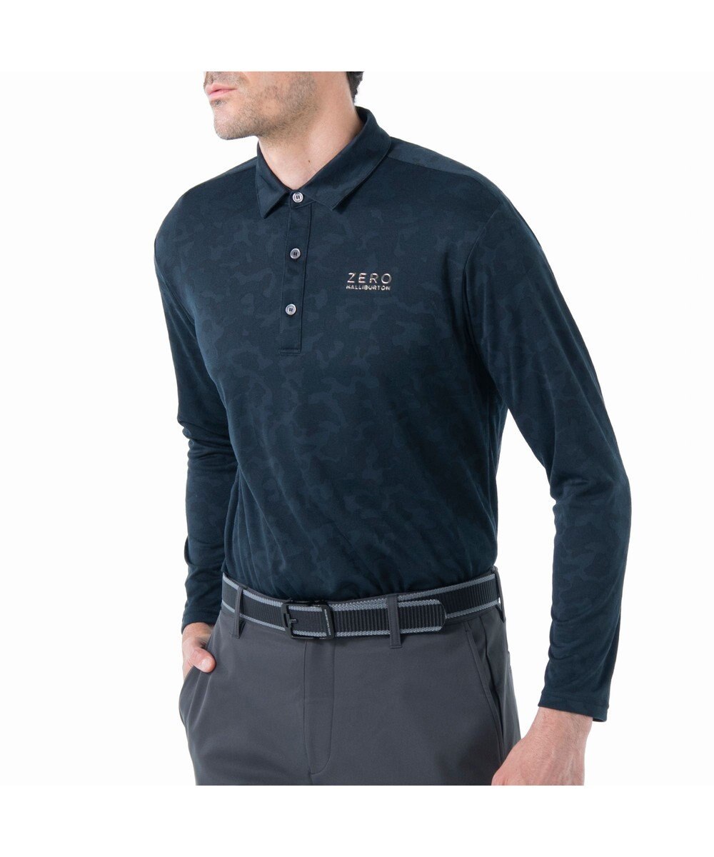 ZERO HALLIBURTON 【吸水速乾・UVカット】 カモフラージュ柄 ジャガード 長袖ポロシャツ ZHG-M5A9a 85126 