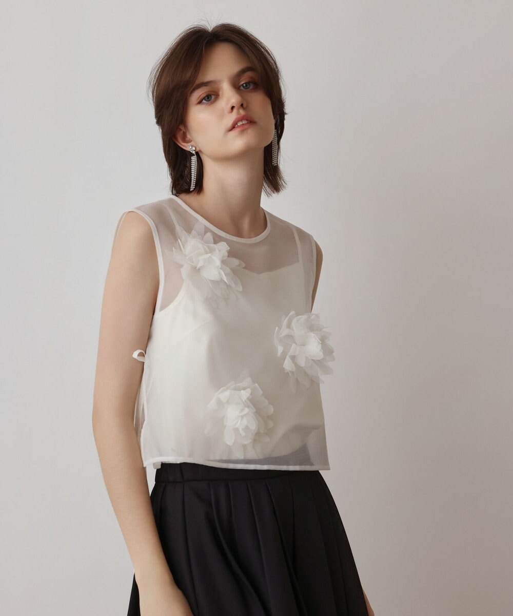 GRACE CONTINENTAL メッシュフラワートップ 
