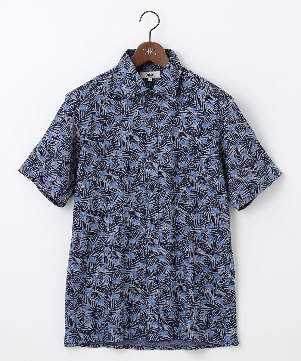 JOSEPH ABBOUD 【リネン素材/清涼感/吸水速乾】リネンハニカムプリント 半袖 シャツ 