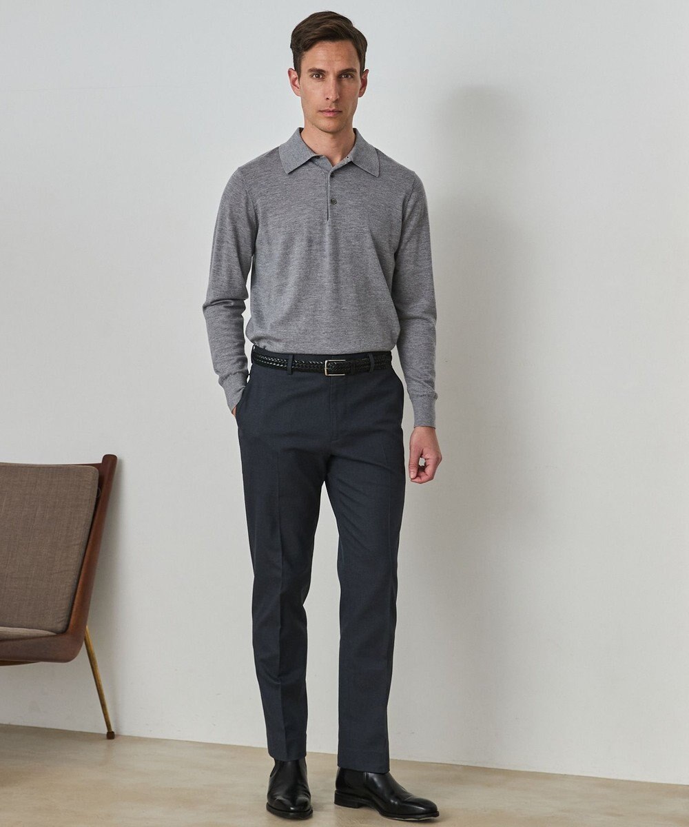 GOTAIRIKU オリジナル設計【洗える/チクチクしにくい/ピリングしにくい】イタリア糸 ハイゲージ  ニットポロ_WOOL100% 
