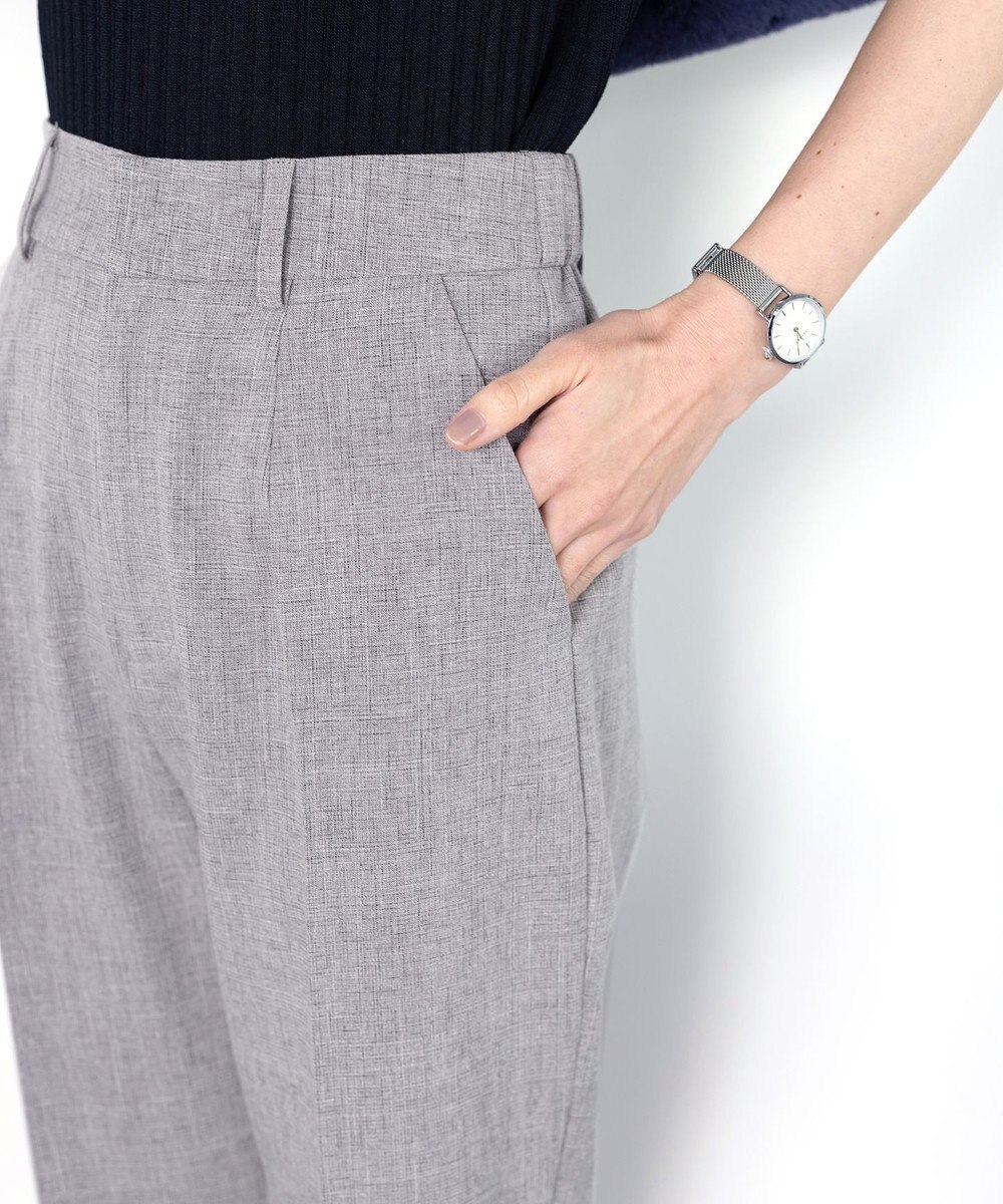 Tiaclasse 【セットアップ可・洗える】麻調薄地ストレートパンツ 