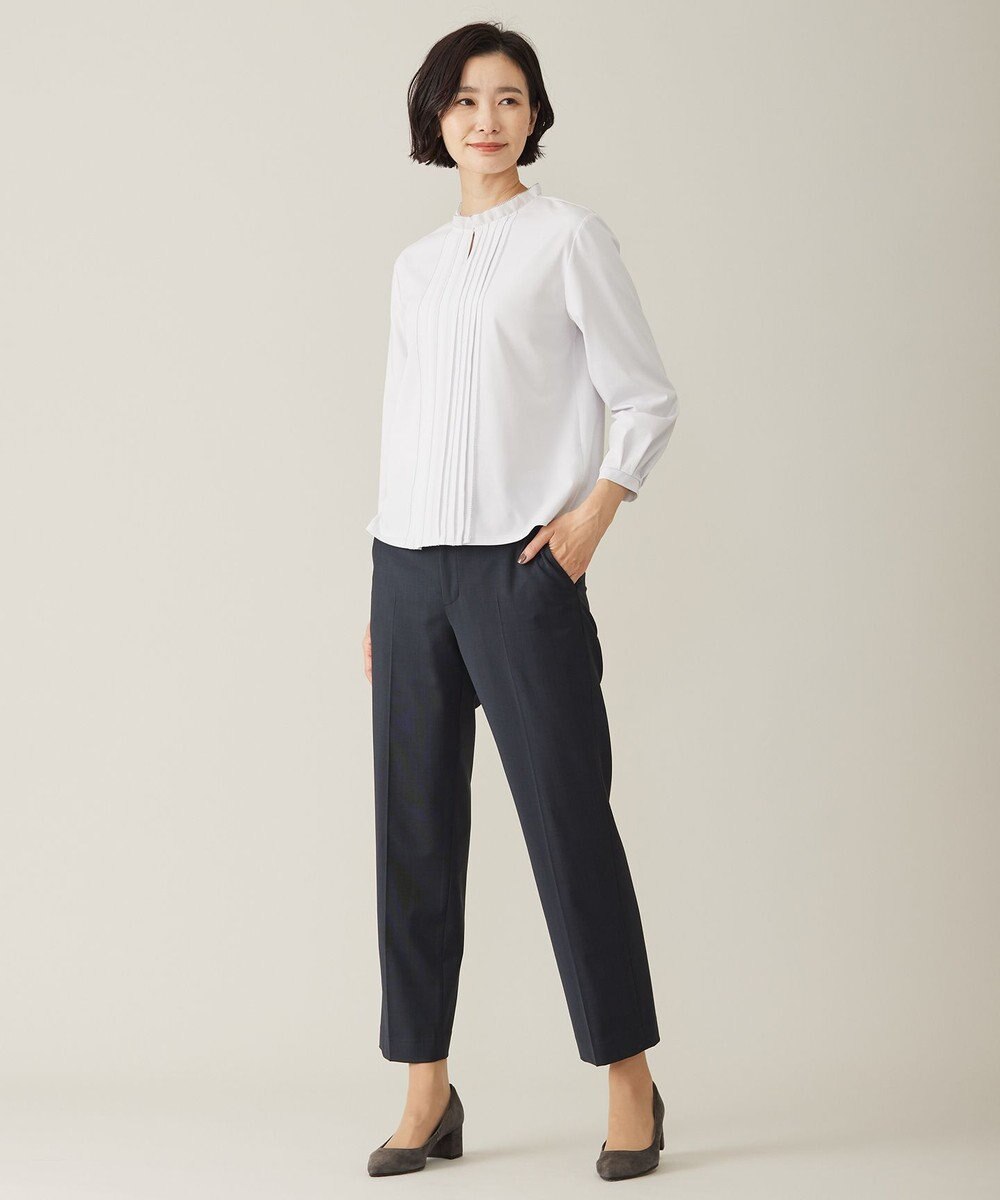 J.PRESS LADIES S 【吸水速乾】プレーティングジャージー フリル襟 カットソー 