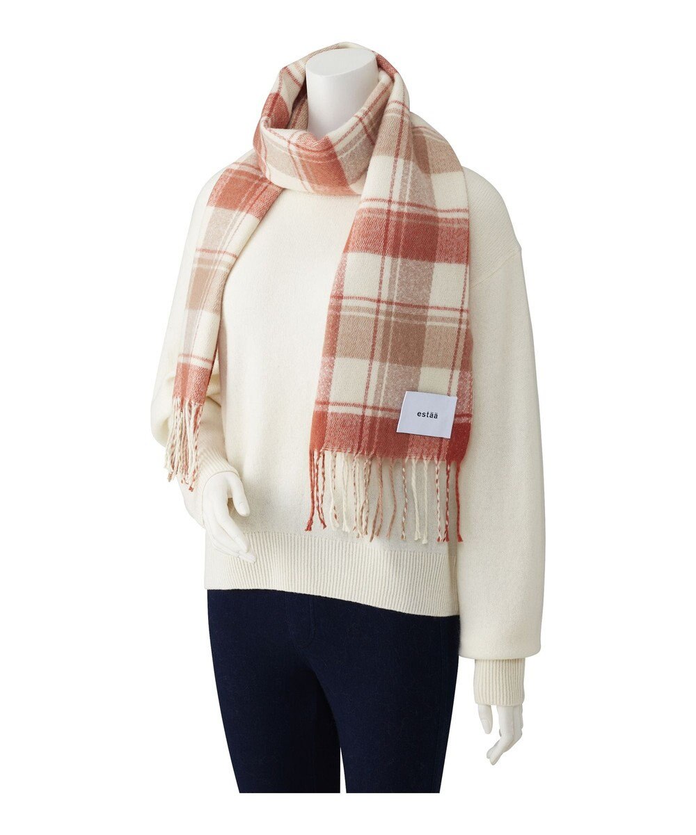 MOONBAT estaa パフィーラメマフラー ウォームチェック／手洗い可 