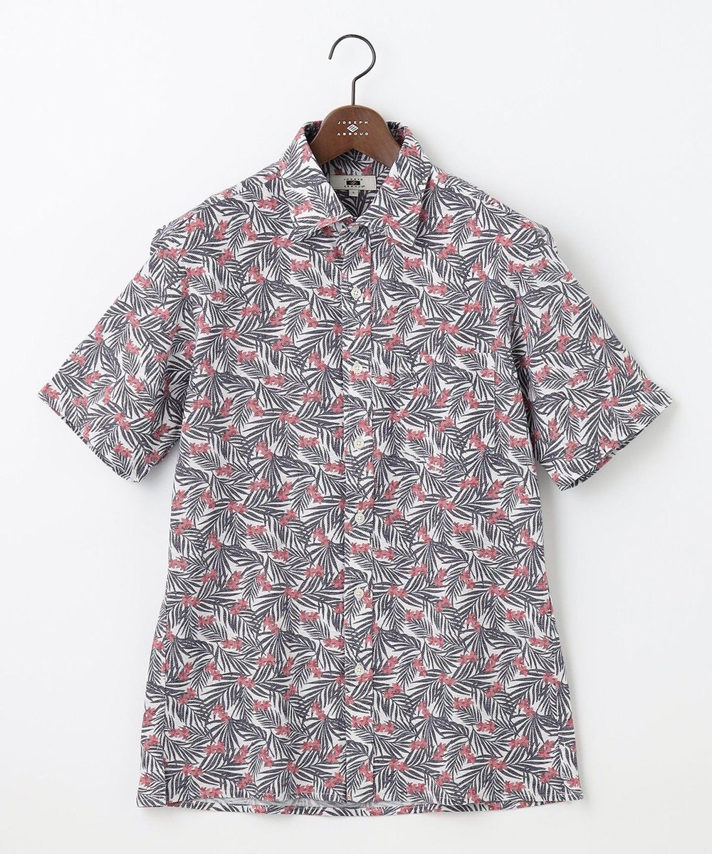 JOSEPH ABBOUD 【リネン素材/清涼感/吸水速乾】リネンハニカムプリント 半袖 シャツ 