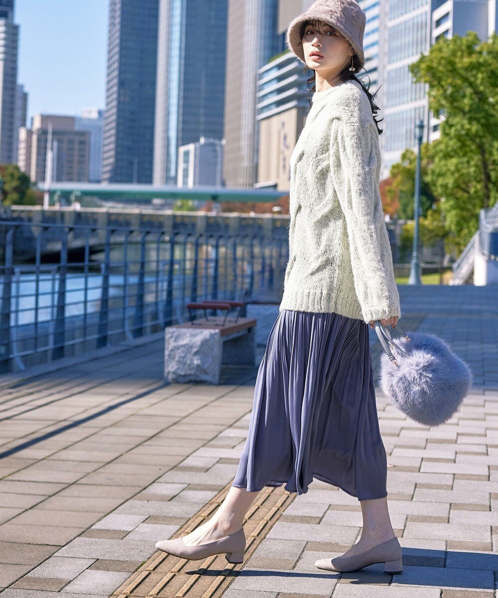 Tiaclasse 【洗える】ケーブルミックス編みニットトップス 