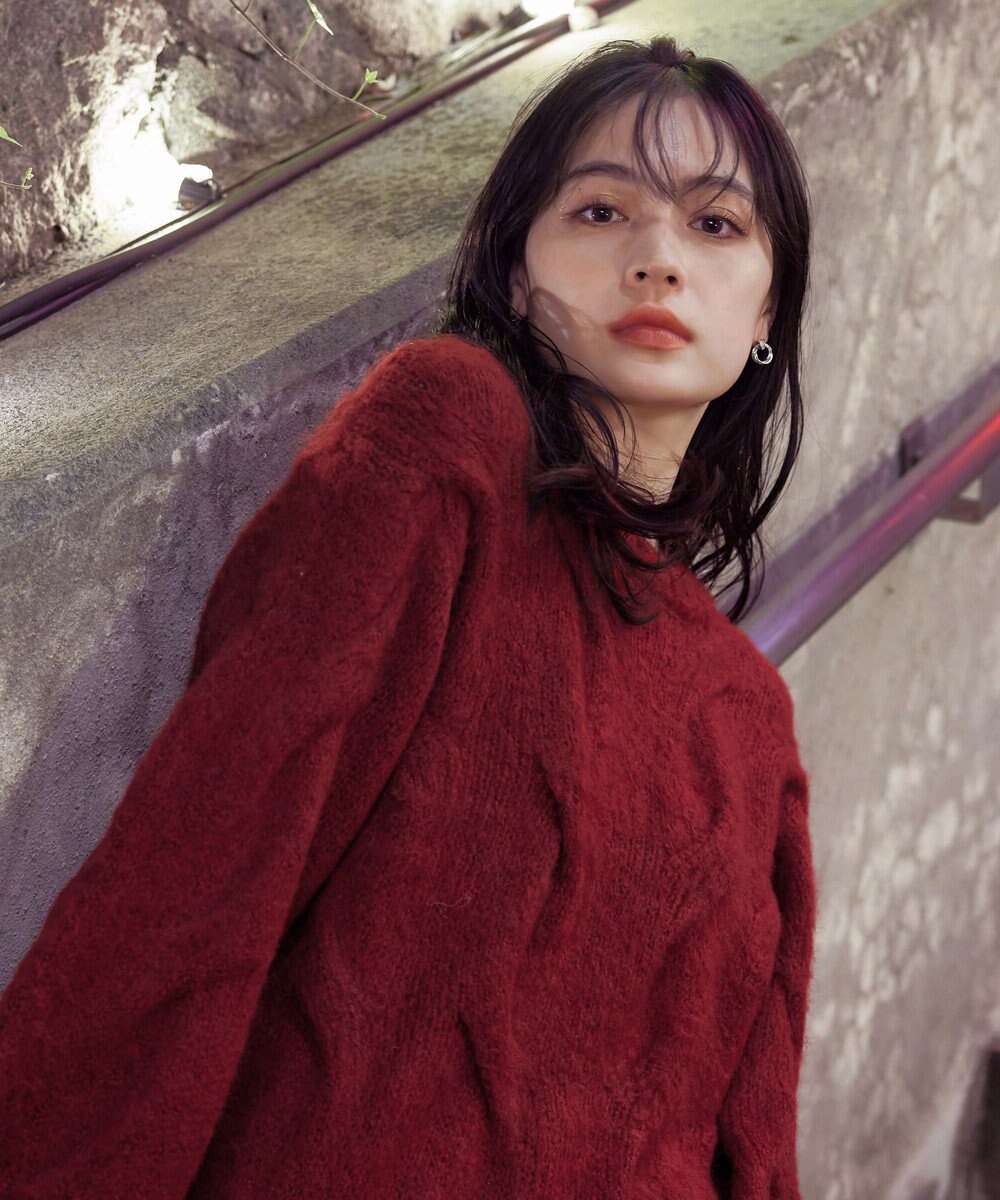 Tiaclasse 【洗える】ケーブルミックス編みニットトップス 