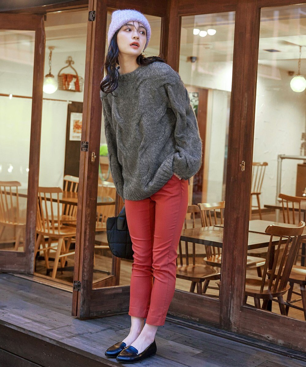 Tiaclasse 【洗える】ケーブルミックス編みニットトップス 