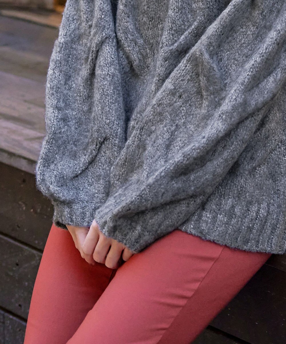 Tiaclasse 【洗える】ケーブルミックス編みニットトップス 